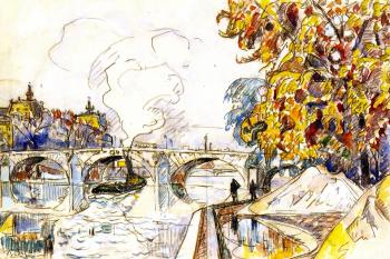 (image for) Handmade oil painting Copy paintings of famous artists Paul Signac's painting,The Pont Royal with the